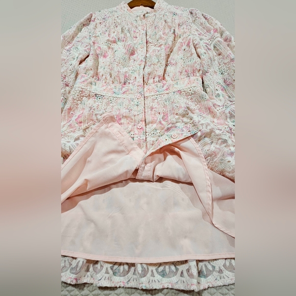 Fate Elegant Pink and Cream Broderie Embroidered Dress Size S - Picture 4 of 9